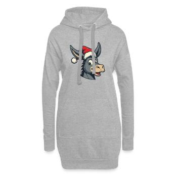 Weihnachts-Esel - Hoodie-Kleid - Grau meliert - Vorne
