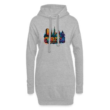 Charleston Skyline Graffiti - Sweat-shirt à capuche long Femme - gris chiné - Devant