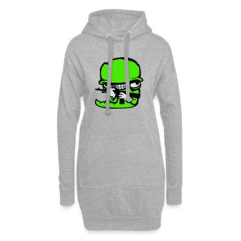 ver soldat casque fou arme agressif sauvage fun - Sweat-shirt à capuche long Femme - gris chiné - Devant