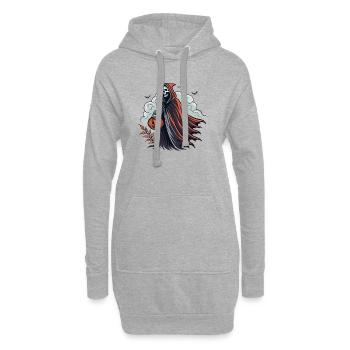 Faucheuse d'Halloween avec citrouille - Sweat-shirt à capuche long Femme - gris chiné - Devant