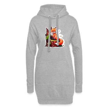 Niedlicher kleiner Fuchs (Comic-Aquarell) - Hoodie-Kleid - Grau meliert - Vorne
