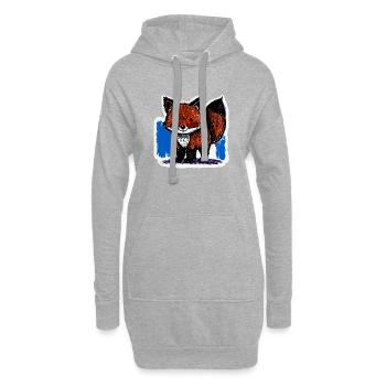 Petit renard (dessin au crayon de couleur) - Sweat-shirt à capuche long Femme - gris chiné - Devant