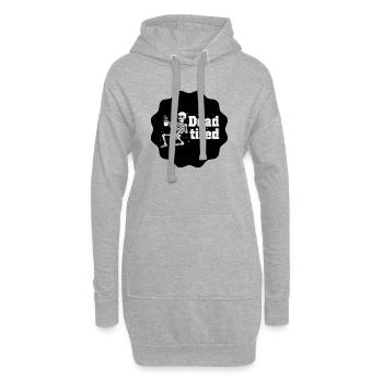 Dead tired - Müdes Skelett schwarzer Kaffee - Hoodie-Kleid - Grau meliert - Vorne