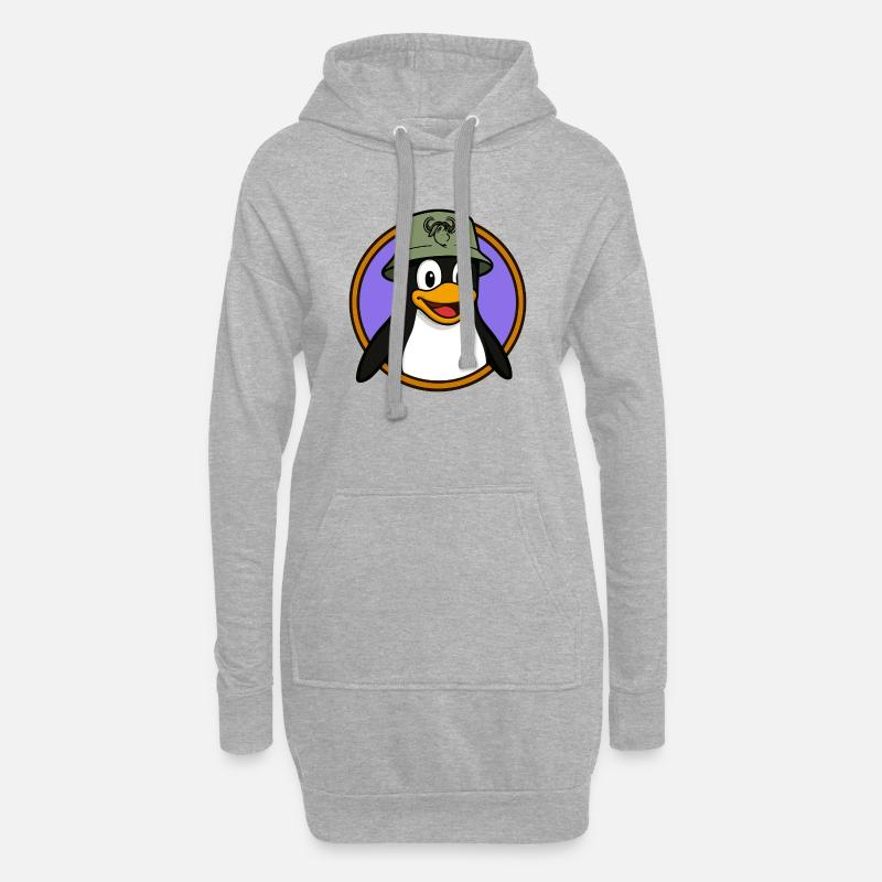 Tux Linux + GNU Hat - Hoodie Dress - heather grey