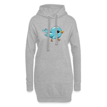 Oiseau bleu heureux mignon - Sweat-shirt à capuche long Femme - gris chiné - Devant