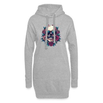 Squelette coloré - Sweat-shirt à capuche long Femme - gris chiné - Devant