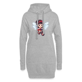 Fée mignon vélo bande dessinée - Sweat-shirt à capuche long Femme - gris chiné - Devant
