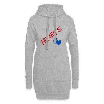 Blaue Herzen und rote Buchstaben - Hoodie-Kleid - Grau meliert - Vorne