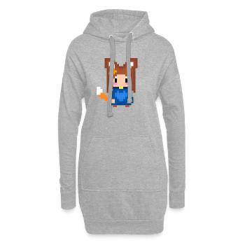 Pixel Kitsune Fuchs Mädchen in Blauer Hoodie - Hoodie-Kleid - Grau meliert - Vorne