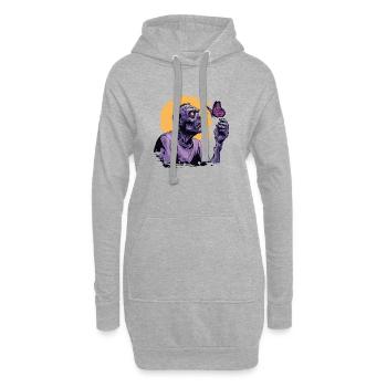 Zombie mit Schmetterling  - Hoodie-Kleid - Grau meliert - Vorne