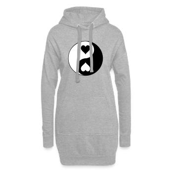 Herz YinYang Kontrast - Hoodie-Kleid - Grau meliert - Vorne
