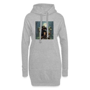 Corbeau Steampunk de nuit - Sweat-shirt à capuche long Femme - gris chiné - Devant