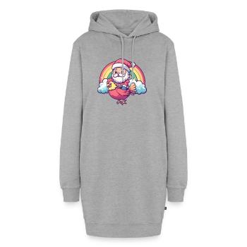 Hahn Weihnachtsmann Weihnachten - Hoodie-Kleid - Grau meliert - Vorne