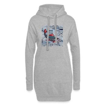 poisson - Sweat-shirt à capuche long Femme - gris chiné - Devant