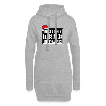 Le plus susceptible de secouer les cadeaux Noël Fun - Sweat-shirt à capuche long Femme - gris chiné - Devant