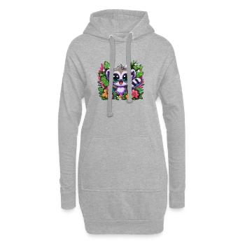 Lemurenzauber Tropengarten - Hoodie-Kleid - Grau meliert - Vorne