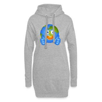 Terre heureuse avec le pouce levé - Style BD - Sweat-shirt à capuche long Femme - gris chiné - Devant