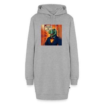 Dino im Anzug – Evolution ist Ansichtssache - Hoodie-Kleid - Grau meliert - Vorne