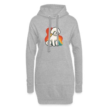 Bichon frisé chien moelleux avec fond coloré - Sweat-shirt à capuche long Femme - gris chiné - Devant
