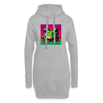 grenouille - Sweat-shirt à capuche long Femme - gris chiné - Devant