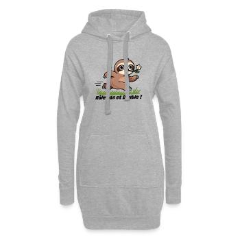 Merkwürdiges Faultier und Blume - Hoodie-Kleid - Grau meliert - Vorne