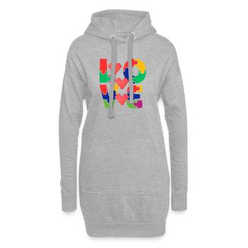 Puzzle d’amour avec des cœurs colorés - Sweat-shirt à capuche long Femme - gris chiné - Devant