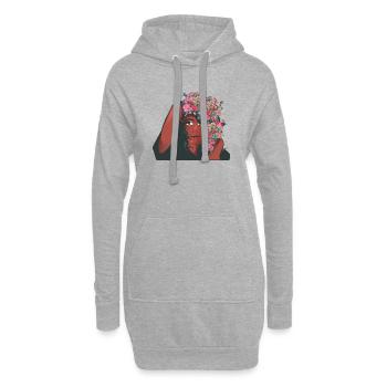 Rosa Blumen Afro Haare Schwarze Frau Brustkrebs - Hoodie-Kleid - Grau meliert - Vorne