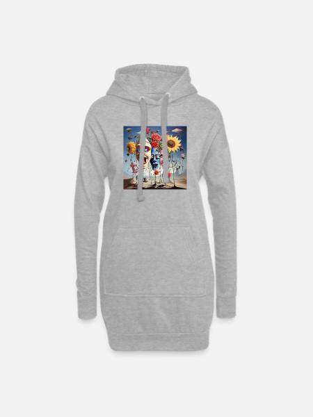 Mask Forest of Blossom Dreams - Hoodie Dress - heather grey
