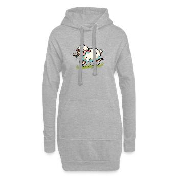 Lammhammel auf der Wiese - Hoodie-Kleid - Grau meliert - Vorne