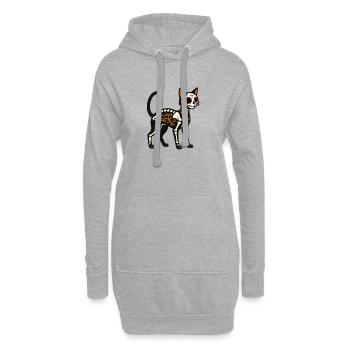 Dia de Muertos Skeletkatze - Hoodie-Kleid - Grau meliert - Vorne