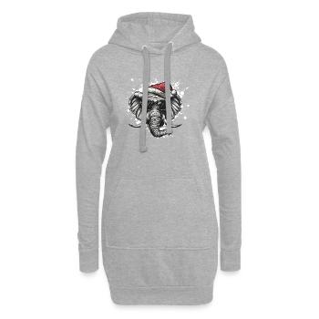 Éléphant Noël Drôle - Sweat-shirt à capuche long Femme - gris chiné - Devant