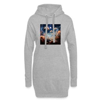 Sternenblüten Landschaft - Hoodie-Kleid - Grau meliert - Vorne