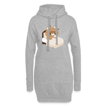 Castor endormi douillet sur lit - Sweat-shirt à capuche long Femme - gris chiné - Devant