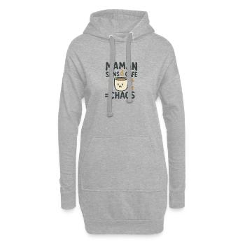 Mama ohne Chaos Kaffee - Hoodie-Kleid - Grau meliert - Vorne