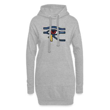 Auge des Horus Blaue Linie - Hoodie-Kleid - Grau meliert - Vorne