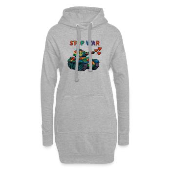 Regenbogen Panzer mit Peace-Zeichen – STOP WAR - Hoodie-Kleid - Grau meliert - Vorne