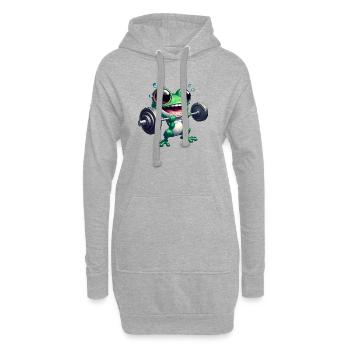 Frog Fitness Haltères Entraînement Musculation Gym - Sweat-shirt à capuche long Femme - gris chiné - Devant