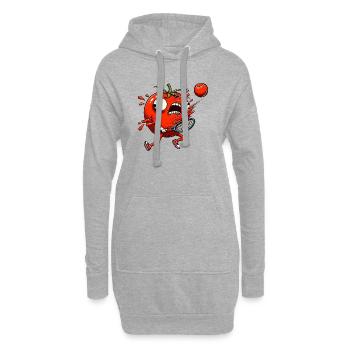 Lustige Tomate Beim Tennis Mit Tennisball - Hoodie-Kleid - Grau meliert - Vorne