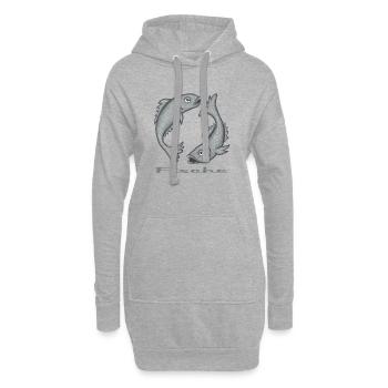 Signe du zodiaque Poissons - Sweat-shirt à capuche long Femme - gris chiné - Devant