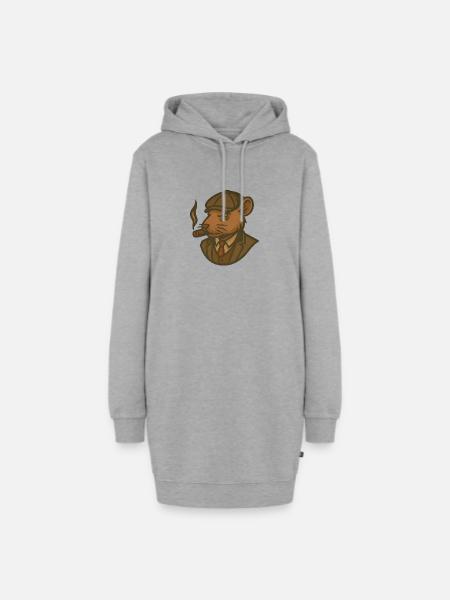 Ratte im Anzug mit Zigarre - Hoodie-Kleid - Grau meliert
