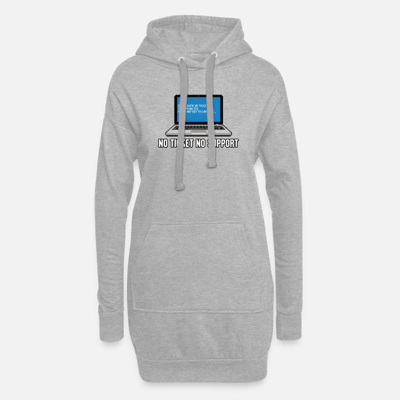 No Ticket No Support Admin IT-Support Spruch - Hoodie-Kleid - Grau meliert