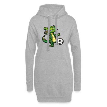 Caricature de héros de football crocodile - Sweat-shirt à capuche long Femme - gris chiné - Devant