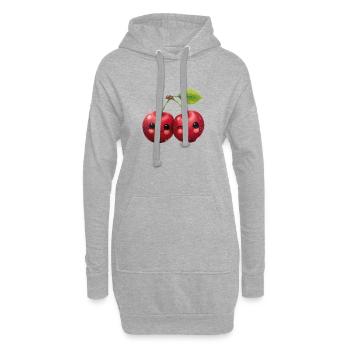 Kirschen mit Gesicht - Hoodie-Kleid - Grau meliert - Vorne