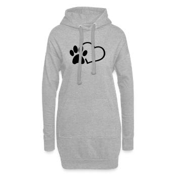 Pfote Herz - Hoodie-Kleid - Grau meliert - Vorne
