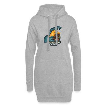 Sonnenuntergang am Nordkap bei Klippan in Norwegen - Hoodie-Kleid - Grau meliert - Vorne