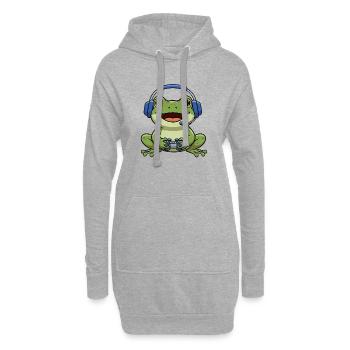 Frog while gaming - Hoodie Dress - heather grey - Front