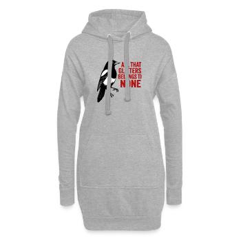 Krähe und roter Glitter-Spruch - Hoodie-Kleid - Grau meliert - Vorne
