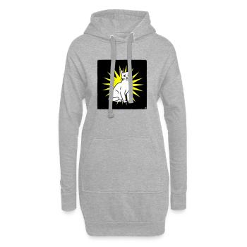 Coole Katze im Pop Art & Punk Rock Stil - Hoodie-Kleid - Grau meliert - Vorne