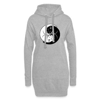 Yin-Yang Katzen Schwarz Weiß Harmonie Symbol - Hoodie-Kleid - Grau meliert - Vorne