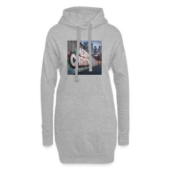 Urban Weihnachtsgraffiti von Santa - Hoodie-Kleid - Grau meliert - Vorne
